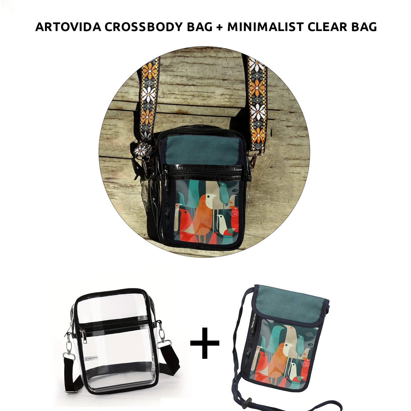 2 in 1 Clear Crossbody Bag - Budi Kwan - Flock of Birds