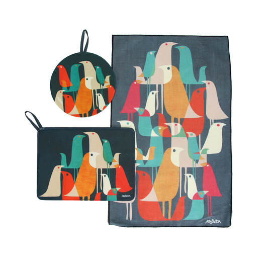 Trivet & Towel Set -  Budi Kwan - Flock of Birds