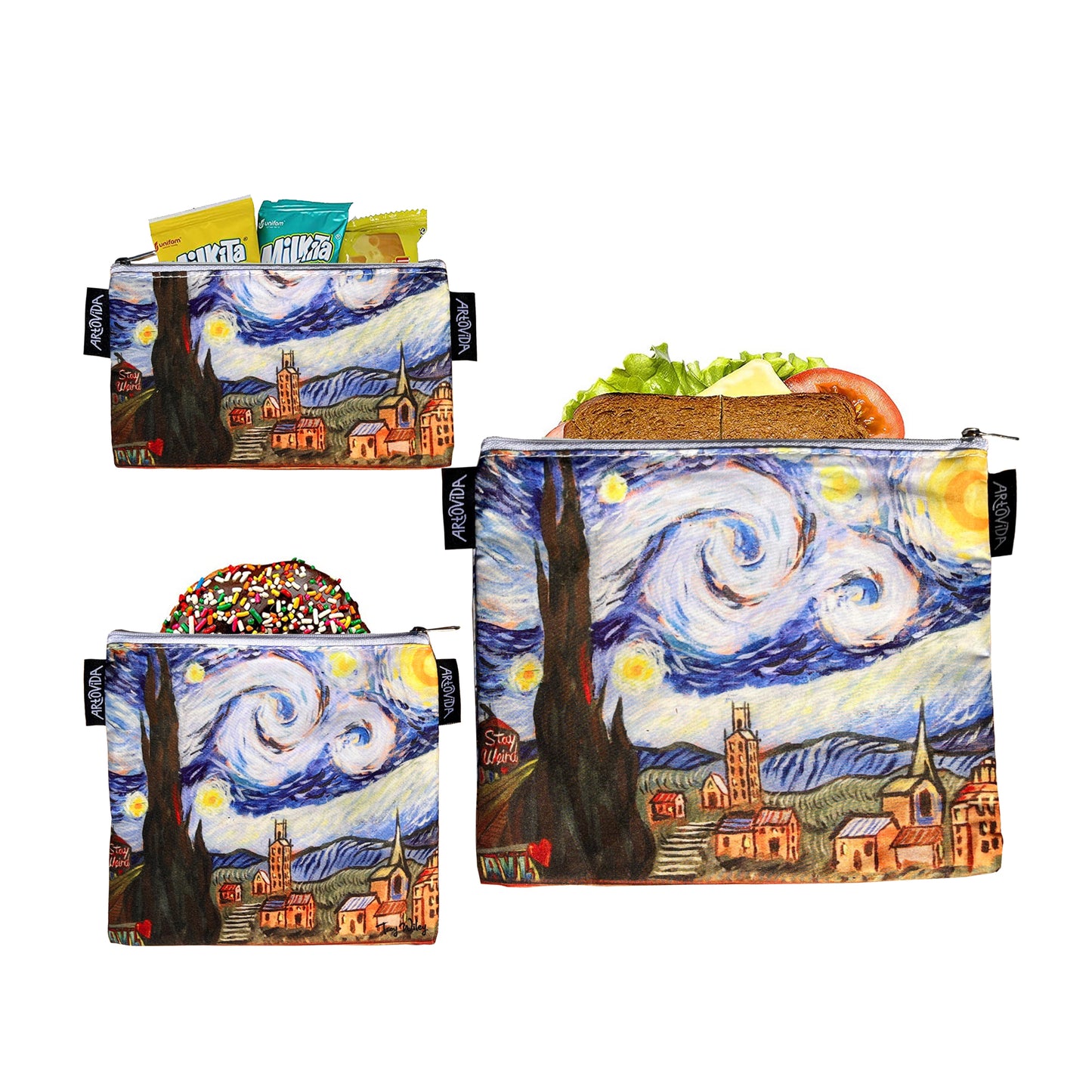 Sandwich Baggie Set - Troy Wiley - Starry Night Asheville (Set of 3)