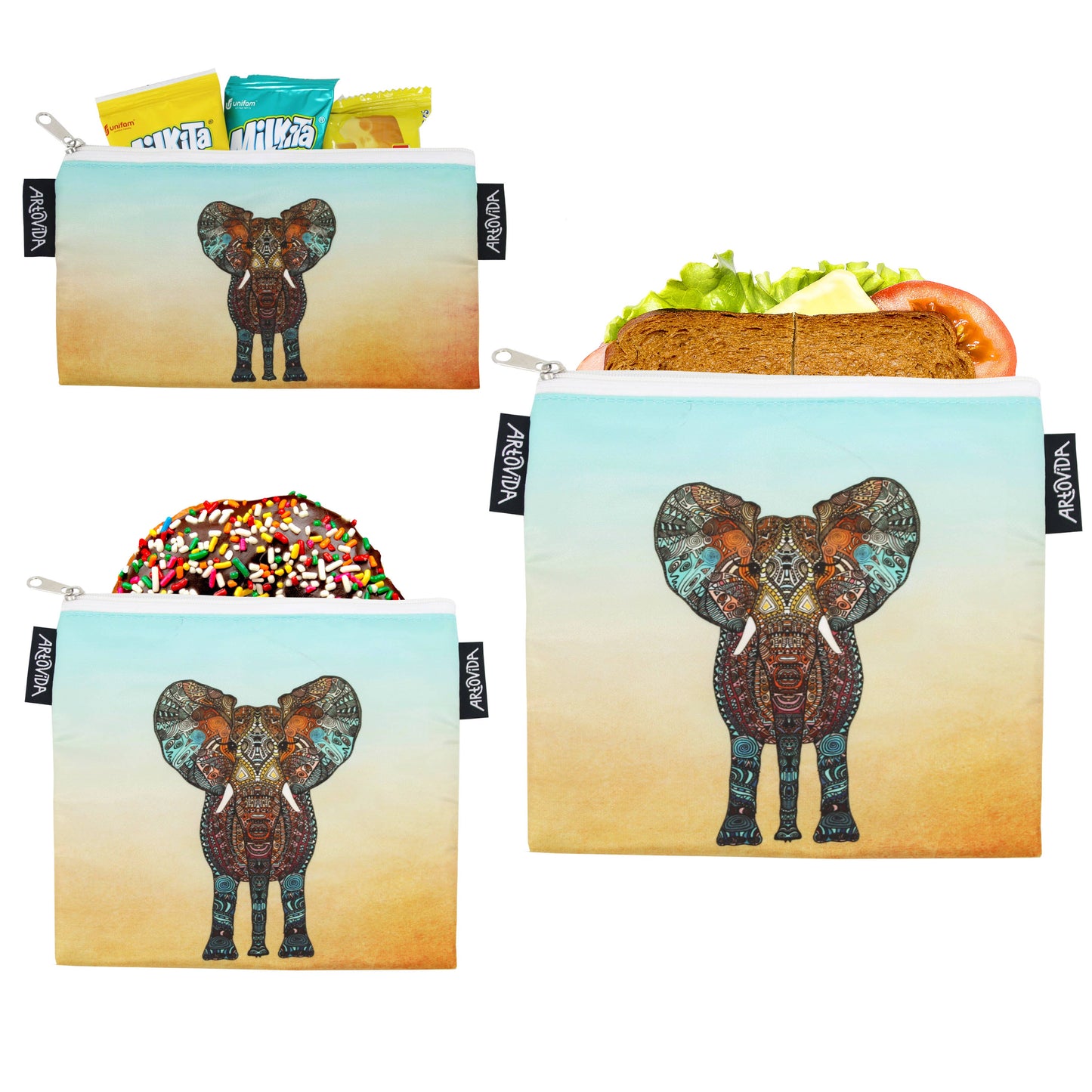 Sandwich Baggie Set - Monika Strigel - Boho Summer Elephant (Set of 3)