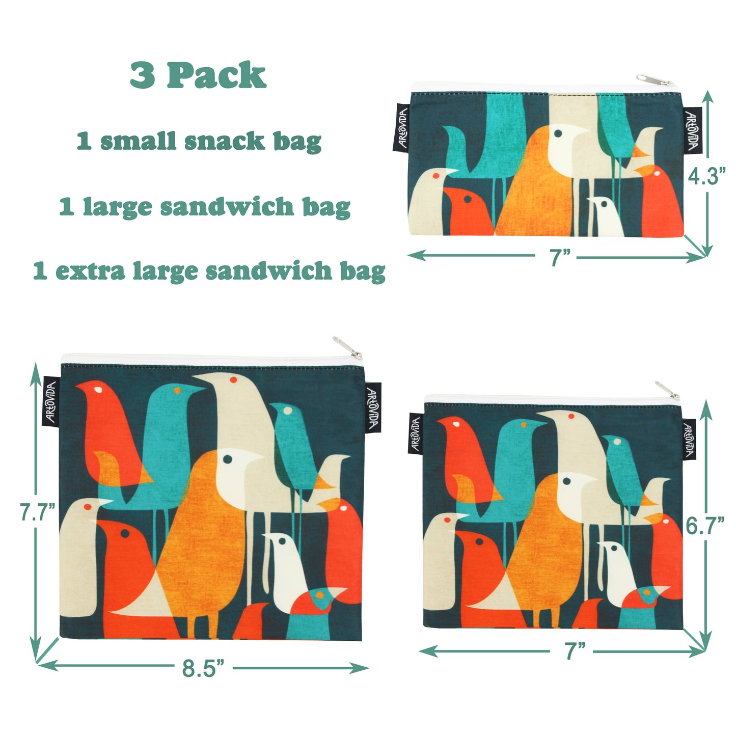 Sandwich Baggie Set - Budi Kwan - Flock of Birds (Set of 3)