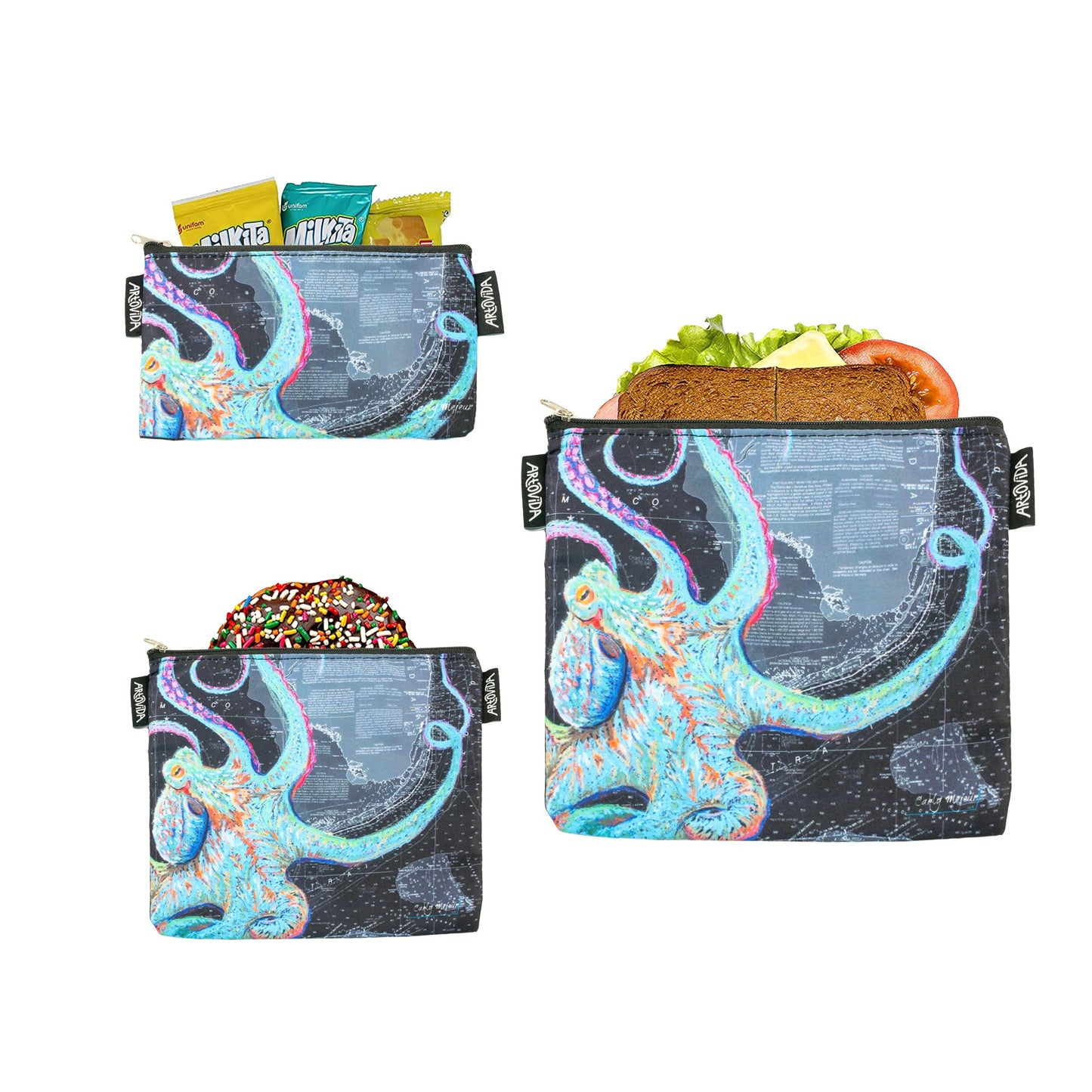 Sandwich Baggie Set - Carly Mejeur - Night Octopus (Set of 3)