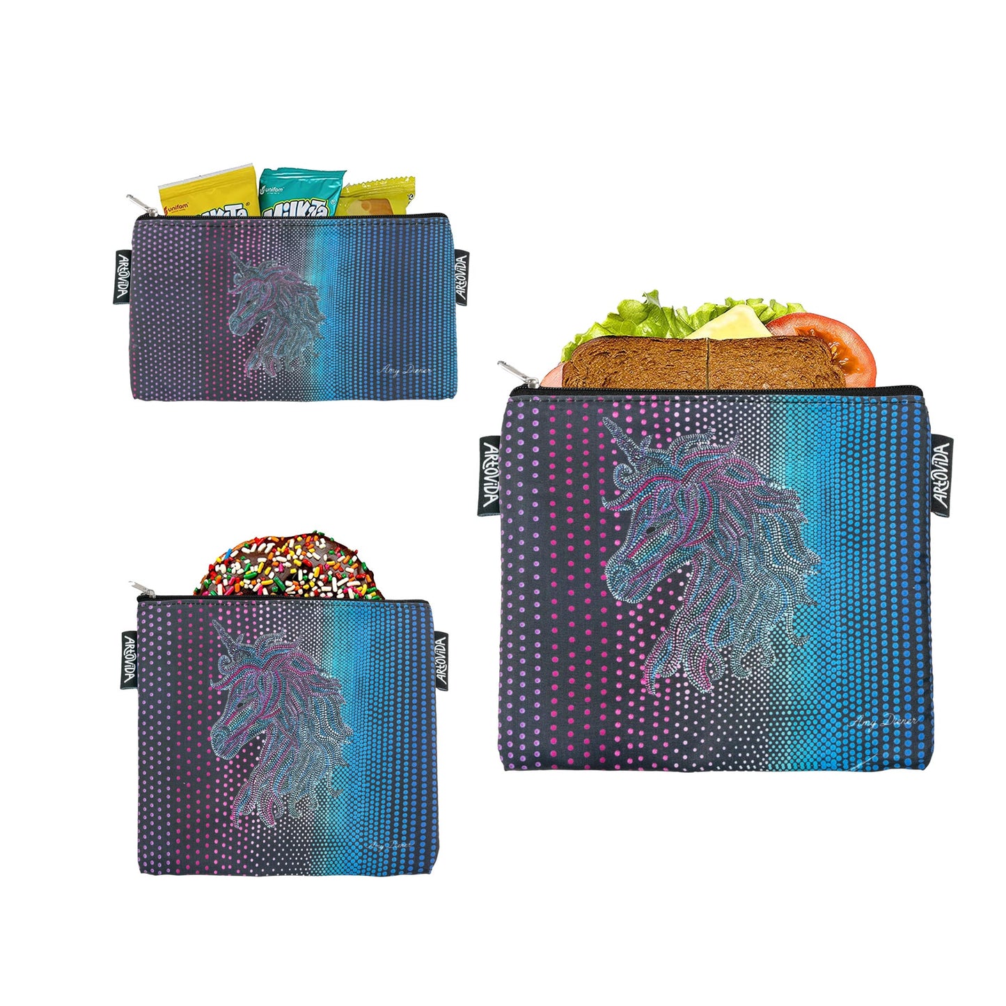 Sandwich Baggie Set - Amy Diener - Mythical Unicorn (Set of 3)