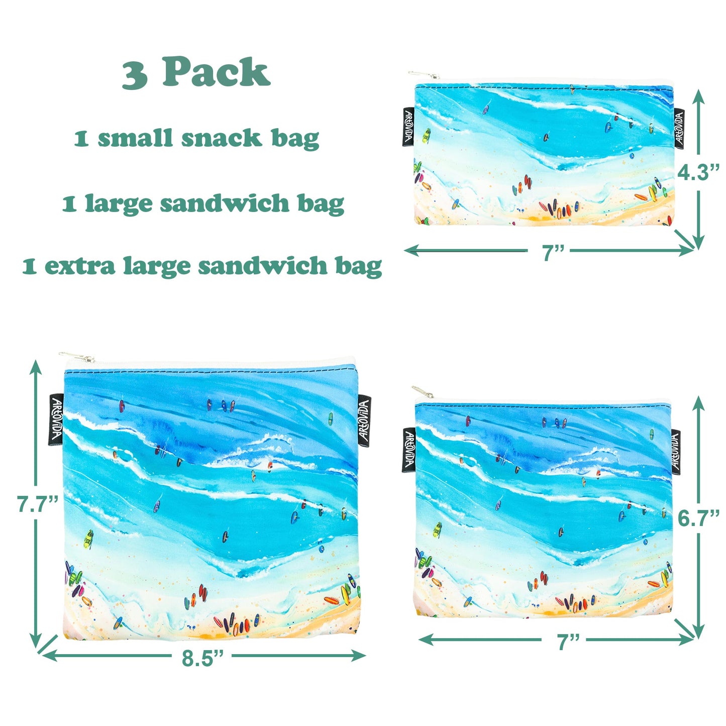 Sandwich Baggie Set - Amber Moran - Paddle Board Beach (Set of 3)