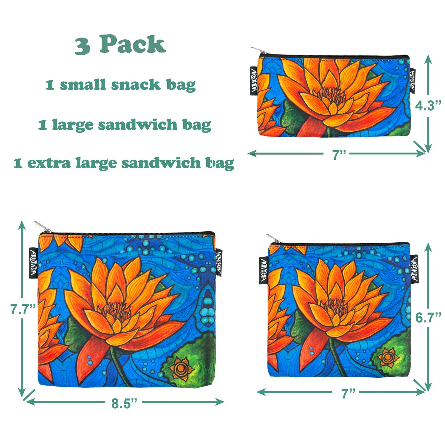 Sandwich Baggie Set - Kristen Palana - Lotus Flower