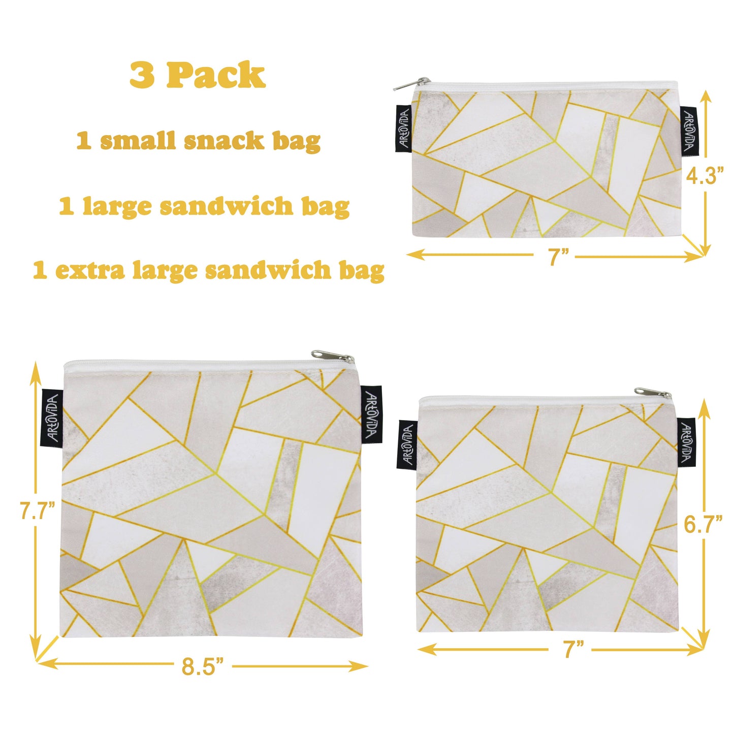 Sandwich Baggie Set - Elisabeth Fredriksson - White Stone (Set of 3)